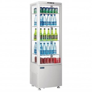 Refrigerador Expositor Puerta Curva, 4 Caras, 4 Estantes, 5 Alturas, 235 Litros, Polar