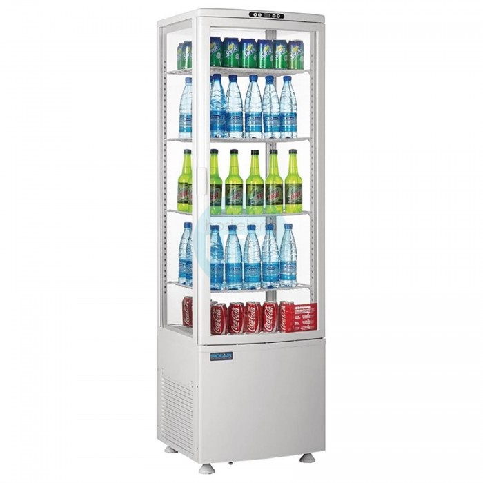 Refrigerador Expositor Puerta Curva, 4 Caras, 4 Estantes, 5 Alturas, 235 Litros Polar