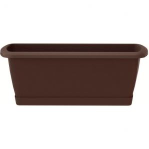 Jardinera respana con soporte de plastico en color marron 59 x 18,4 x 14,5 cm