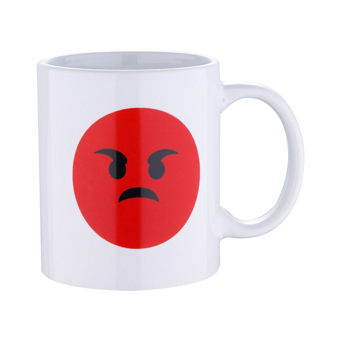 MUG 33CL GRES ANGRY WHITE EMOTICON - Imagen 1