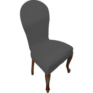 Funda de silla con respaldo redondo antimanchas gris