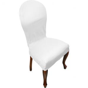 Funda de silla con respaldo redondo antimanchas blanco