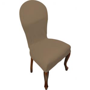 Funda de silla con respaldo redondo antimanchas crema