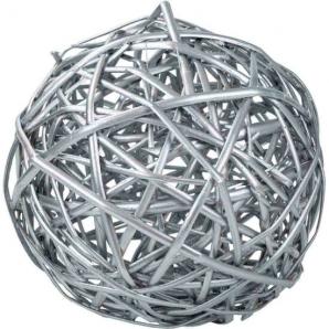 Bola decoracion de mimbre plata