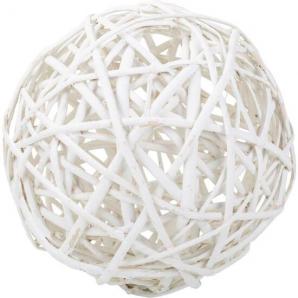 Bola decoracion de mimbre blanco