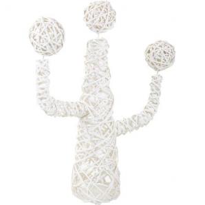 Cactus decoracion de mimbre blanco