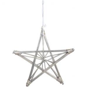 Estrella decoracion de mimbre plata