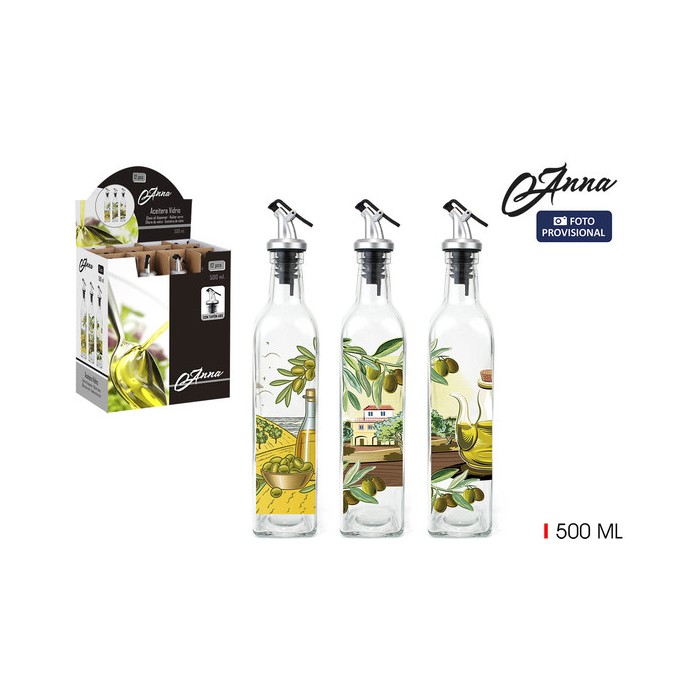 ACEITERA VIDRIO 500ML CON TAPÓN - Imagen 1