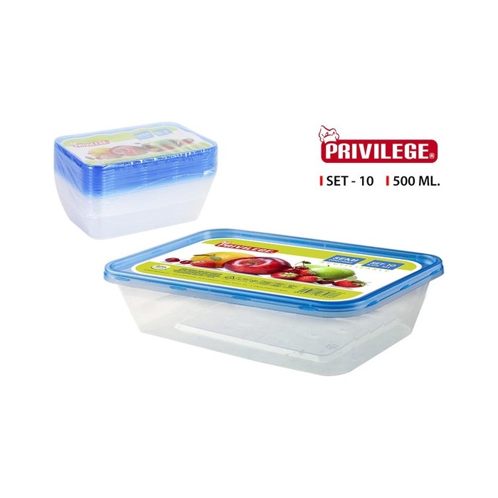 SET 10 SEMIDESECHABLES RECTANGULAR 500 ML - Imagen 1