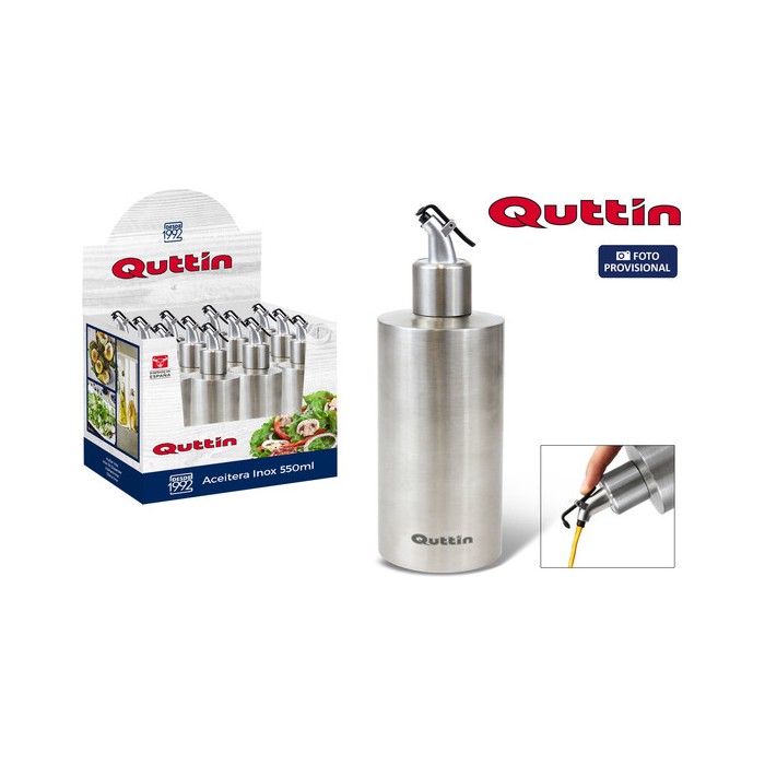 ACEITERA INOX 550ML C/TAPÓN QUTTIN - Imagen 1