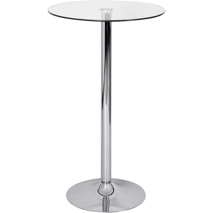 Mesa bernie (su), alta, cromada, cristal 60 cms de diámetro