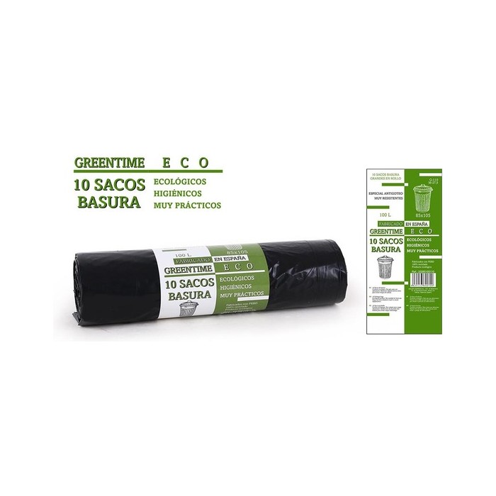 10 SACOS BASURA 85X105-G110-100 L. GREENTIME ECO - Imagen 1