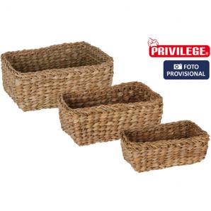 Set 3 cestas mimbre rectangular privilege