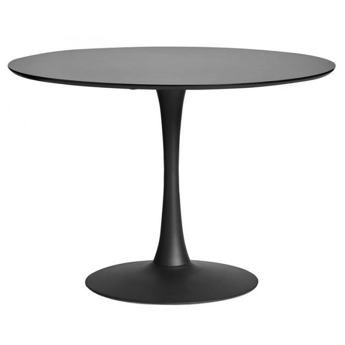 Mesa tul (to), base de metal, tapa lacada negra, 100 cms de diámetro