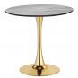 Mesa tul, base de metal dorada, tapa laminada, 90 cms de diámetro