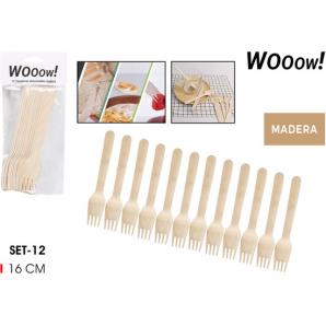 Set12 tenedores desechables madera-wooow