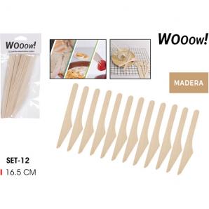 36 Set12s cuchillos desechables madera wooow - 36 unidades