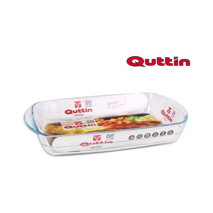 FUENTE VIDRIO RECTANGULAR 32,5X20CM/ 2,2L QUTTIN - Imagen 1