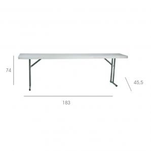 GARBAR BACH Mesa Rectangular Plegable Interior, Exterior 180x45 Gris