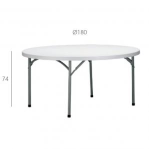 GARBAR BEETHOVEN Mesa Redonda Plegable Interior, Exterior Ø180 Gris