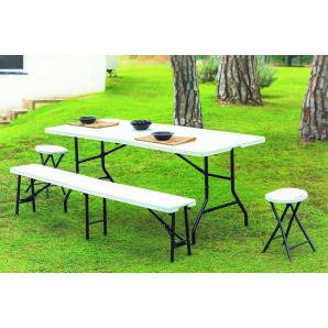 GARBAR EASY Mesa Rectangular Plegable Interior, Exterior 75,5x49,5 Blanco