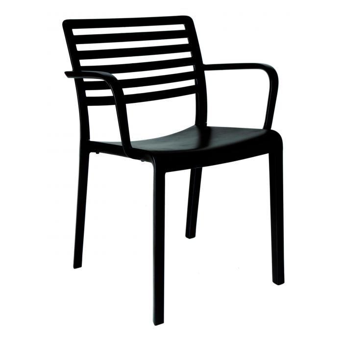 2 RESOL LAMA Silla Con Brazos Interior, Exterior  Negro - 2 unidades