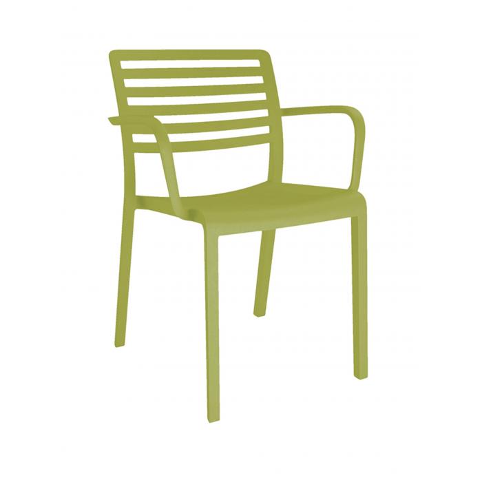 2 RESOL LAMA Silla Con Brazos Interior, Exterior  Verde oliva - 2 unidades