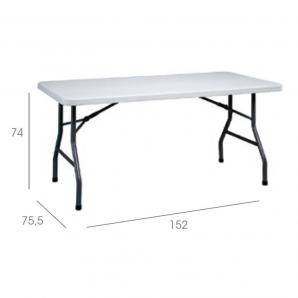 GARBAR MAHLER Mesa Rectangular Plegable Interior, Exterior 152x76 Gris