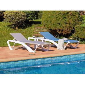 2 RESOL MARINA CLUB Tumbona Exterior  Estructura Gris oscuro - Textilene Beige - 2 unidades