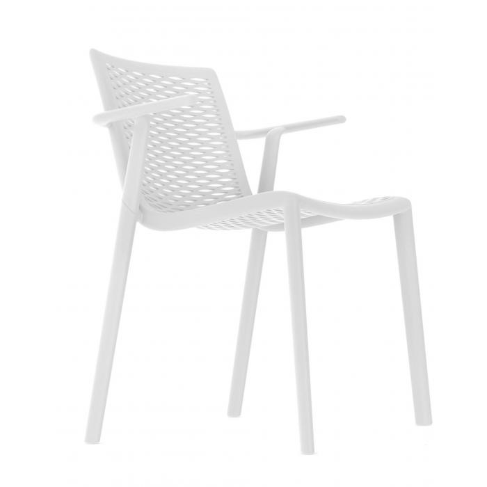 2 RESOL NETKAT Silla Con Brazos Interior, Exterior  Blanco - 2 unidades