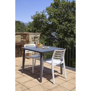 GARBAR NOA Mesa Cuadrada Interior, Exterior 90x90 Pie Blanco - Tablero Blanco