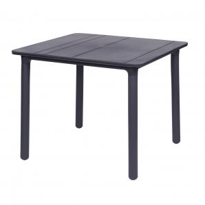 GARBAR NOA Mesa Cuadrada Interior, Exterior 90x90 Pie Gris Oscuro - Tablero Gris Oscuro