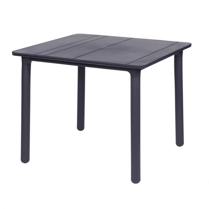 GARBAR NOA Mesa Cuadrada Interior, Exterior 90x90 Pie Gris Oscuro - Tablero Gris Oscuro