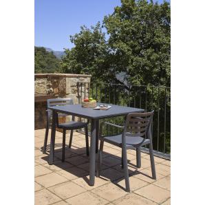 GARBAR NOA Mesa Cuadrada Interior, Exterior 90x90 Pie Gris Oscuro - Tablero Gris Oscuro