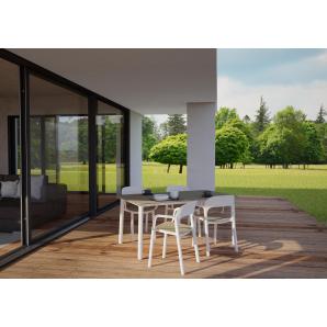 GARBAR NOA Mesa Rectangular Interior, Exterior 160x90 Pie Gris Oscuro - Tablero Gris Oscuro