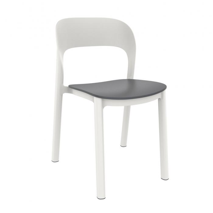 4 GARBAR ONA Silla Interior, Exterior Blanco - Gris oscuro - 4 unidades