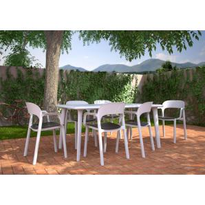 4 GARBAR ONA Silla Interior, Exterior Blanco - Gris oscuro - 4 unidades