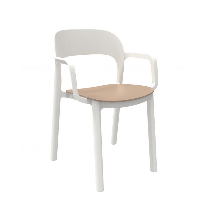 4 GARBAR ONA Silla Con Brazos Interior, Exterior Blanco - Arena - 4 unidades