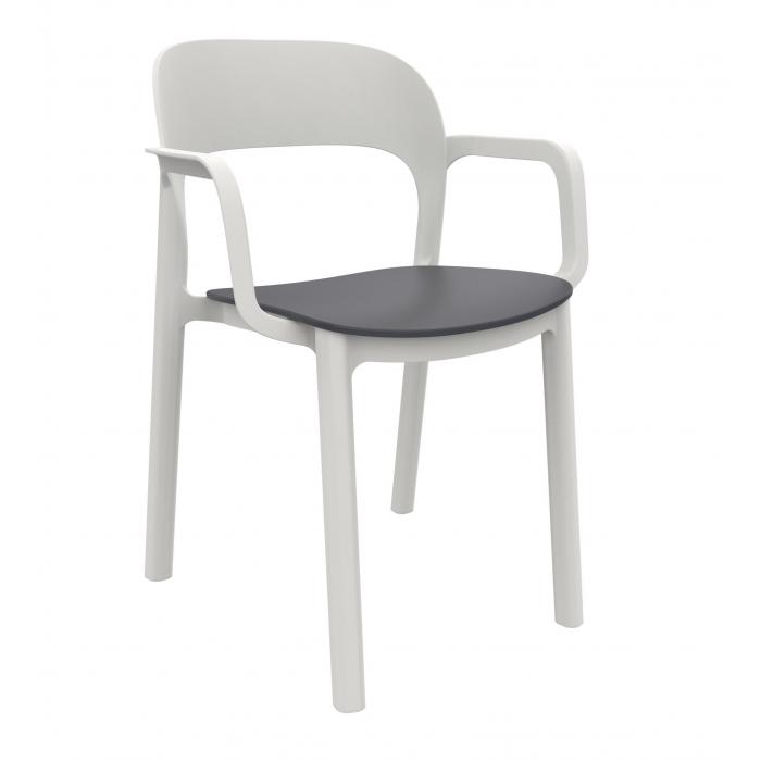 4 GARBAR ONA Silla Con Brazos Interior, Exterior Blanco - Gris oscuro - 4 unidades