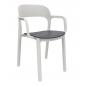 4 GARBAR ONA Silla Con Brazos Interior, Exterior Blanco - Gris oscuro - 4 unidades