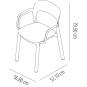 4 GARBAR ONA Silla Con Brazos Interior, Exterior Blanco - Rojo - 4 unidades