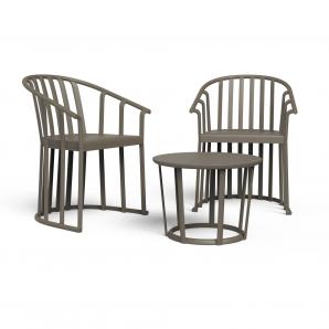RESOL RAFF Set 2+1 Silla Con Brazos-Mesa Interior, Exterior Chocolate
