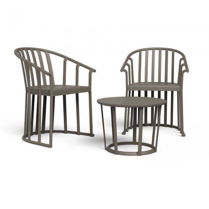 RESOL RAFF Set 2+1 Silla Con Brazos-Mesa Interior, Exterior Chocolate