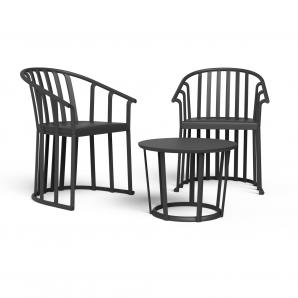 RESOL RAFF Set 2+1 Silla Con Brazos-Mesa Interior, Exterior Negro