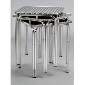 GARBAR RAYA Mesa Cuadrada Exterior 60x60 Gris inox