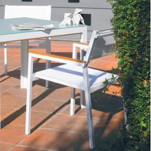 GARBAR SHIO Mesa Cuadrada Interior, Exterior 80x80 Blanco
