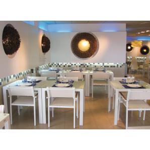 GARBAR SHIO Mesa Cuadrada Interior, Exterior 80x80 Blanco