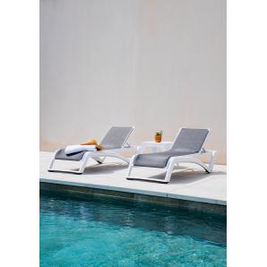 2 RESOL SKY CLUB Tumbona Exterior  Estructura Gris oscuro - Textilene Blanco - 2 unidades