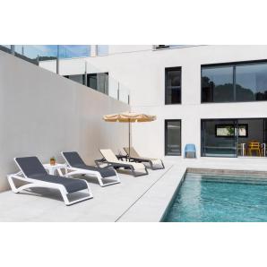 2 RESOL SKY CLUB Tumbona Exterior  Estructura Gris oscuro - Textilene Blanco - 2 unidades