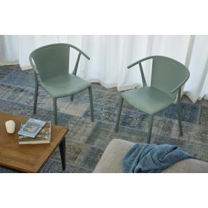 2 RESOL STEELY Silla Con Brazos Interior, Exterior  Gris oscuro - 2 unidades